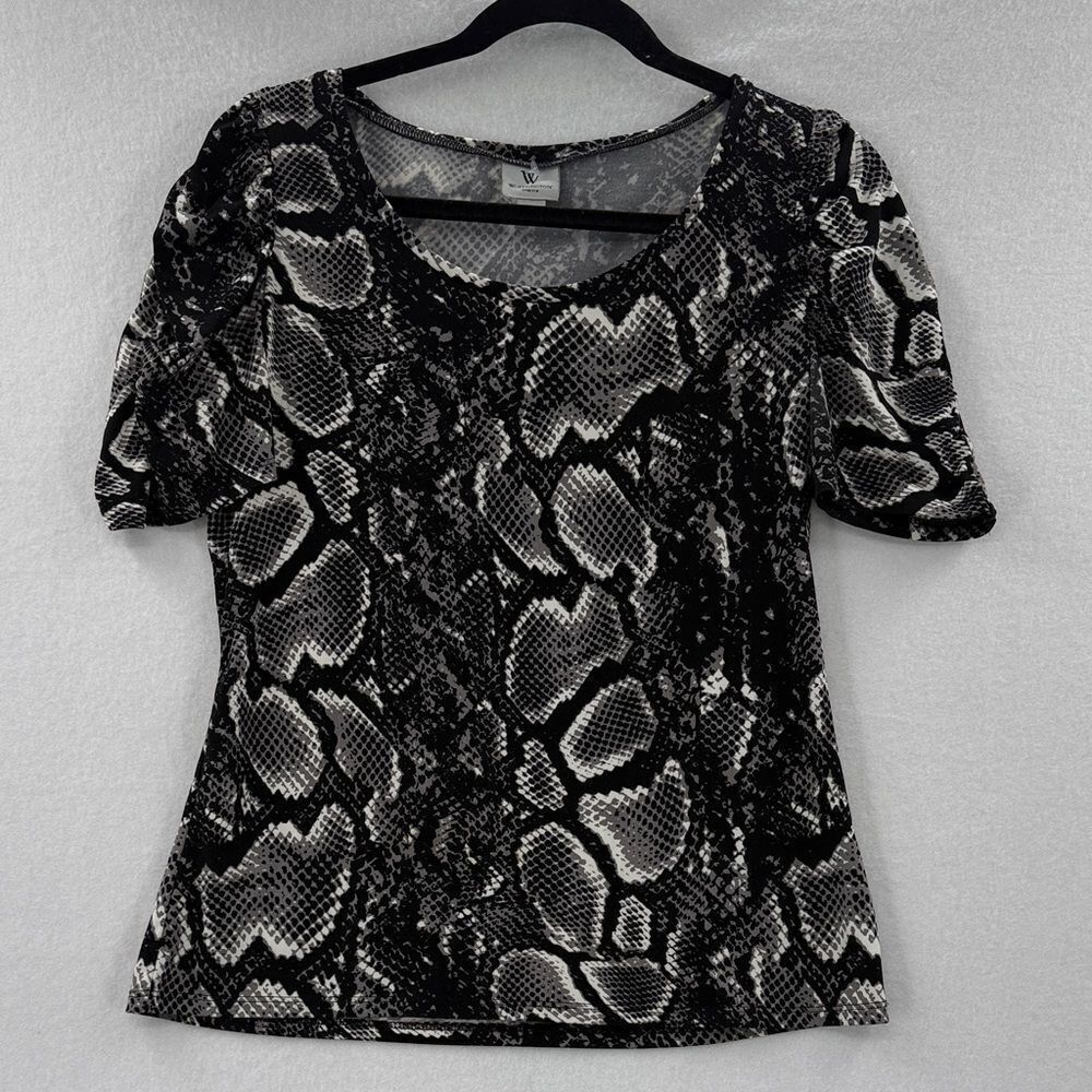 3For$20 Worthington Black and Gray Snake Print Blouse size:M